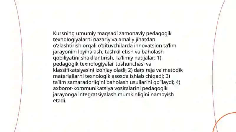 Pedagogik texnologiyalar kursi 4