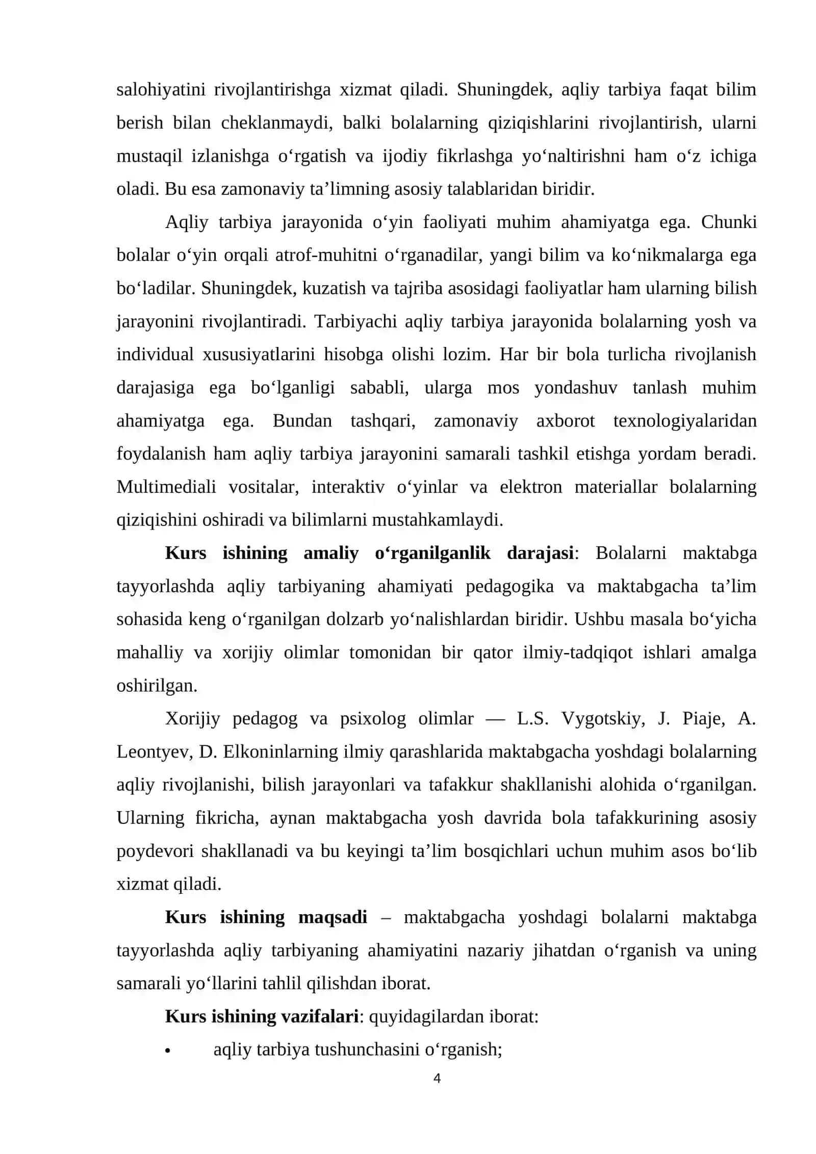 "BOLALARNI MAKTABGACHA TAYYORLASHDA AQLIY TARBIYANING AHAMIYATI" 4