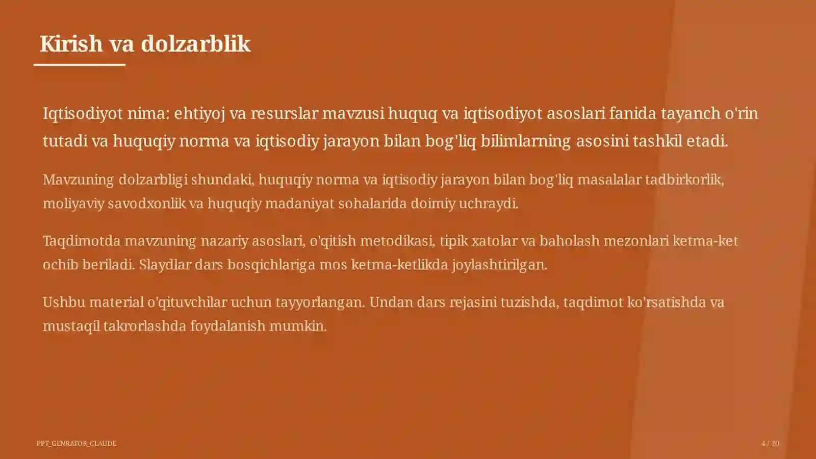 Iqtisodiyot nima: ehtiyoj va resurslar (9-sinf) 4