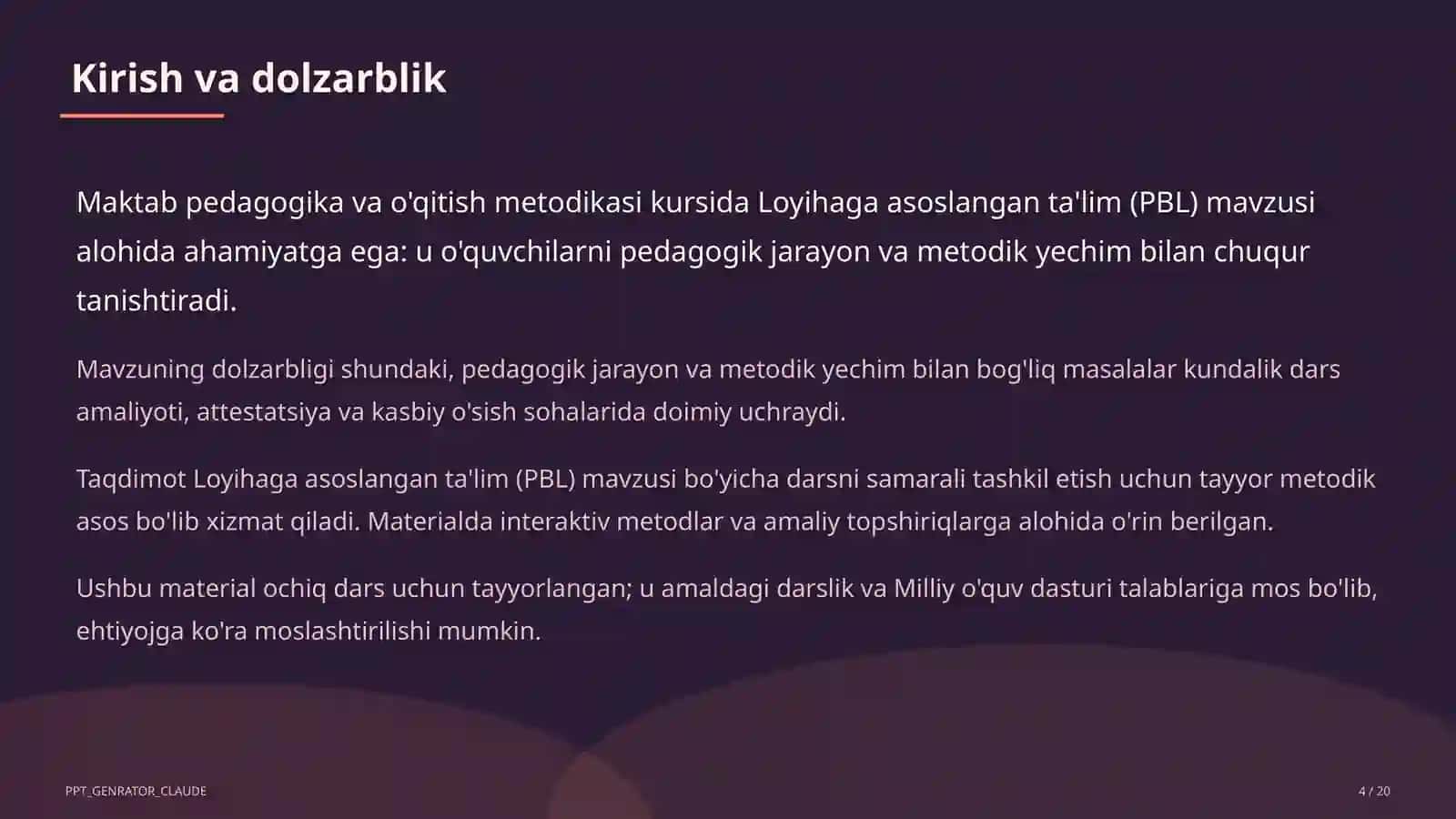 Loyihaga asoslangan ta'lim (PBL) 4