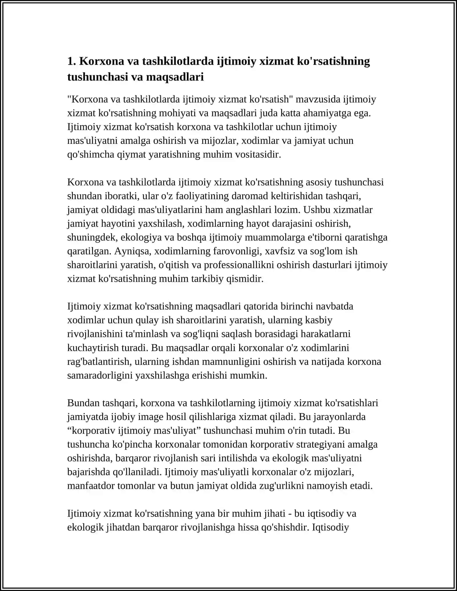 KORXONA VA TASHKILOTNING IJTIMOIY XIZMAT KO'RSATISH 4