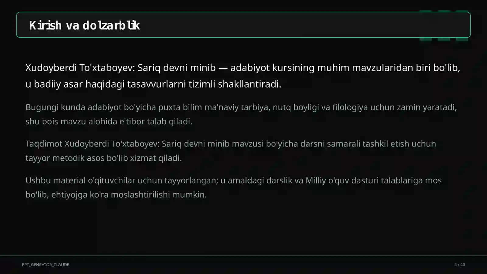 Xudoyberdi To'xtaboyev: Sariq devni minib (6-sinf) 4