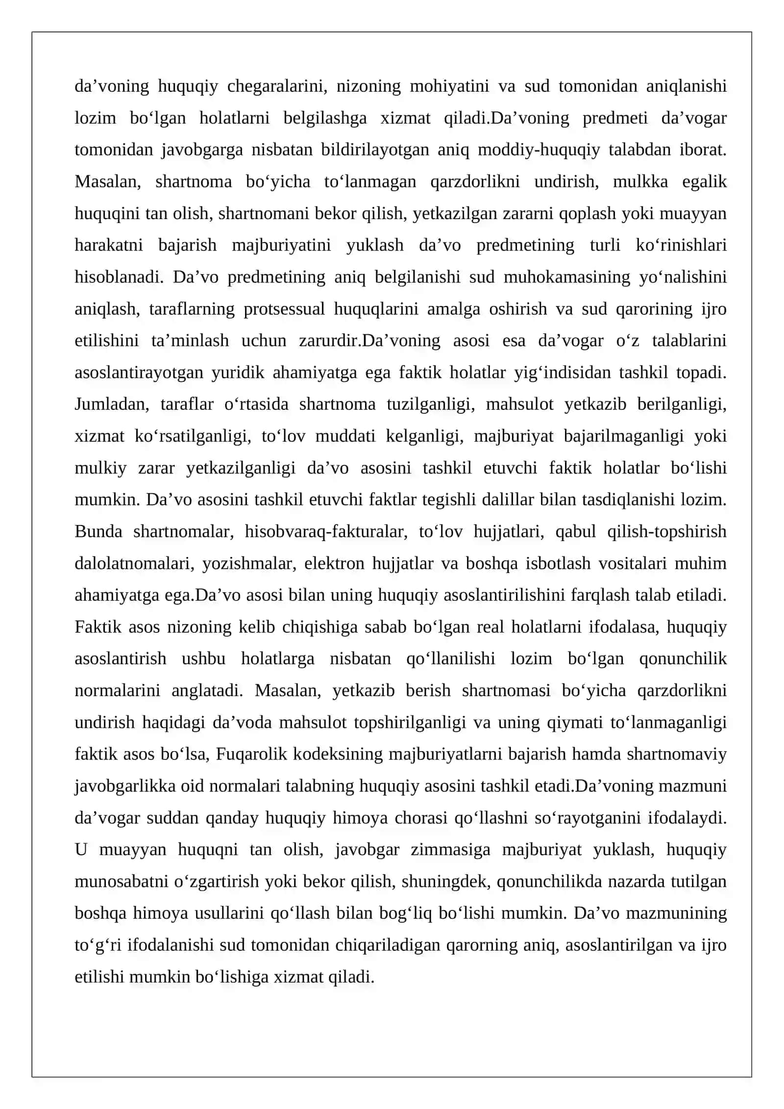 Iqtisodiy protsessda da’vo 4