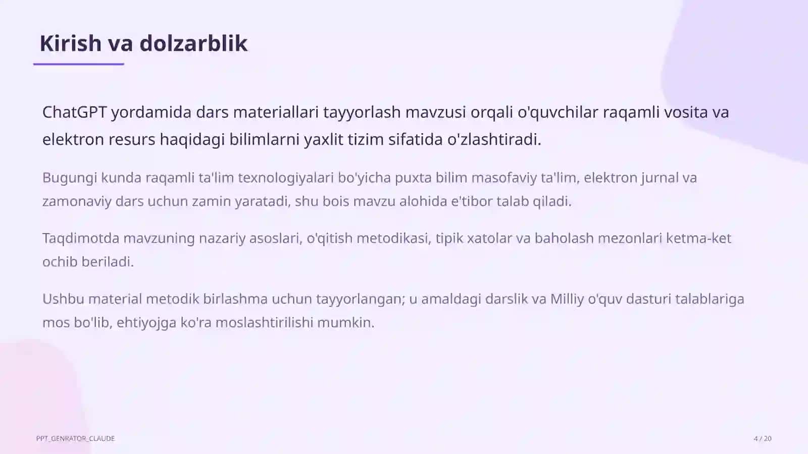 Dars materiallari tayyorlash 4