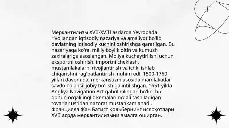 Меркантилизм Иктисодий Таълимоти 4