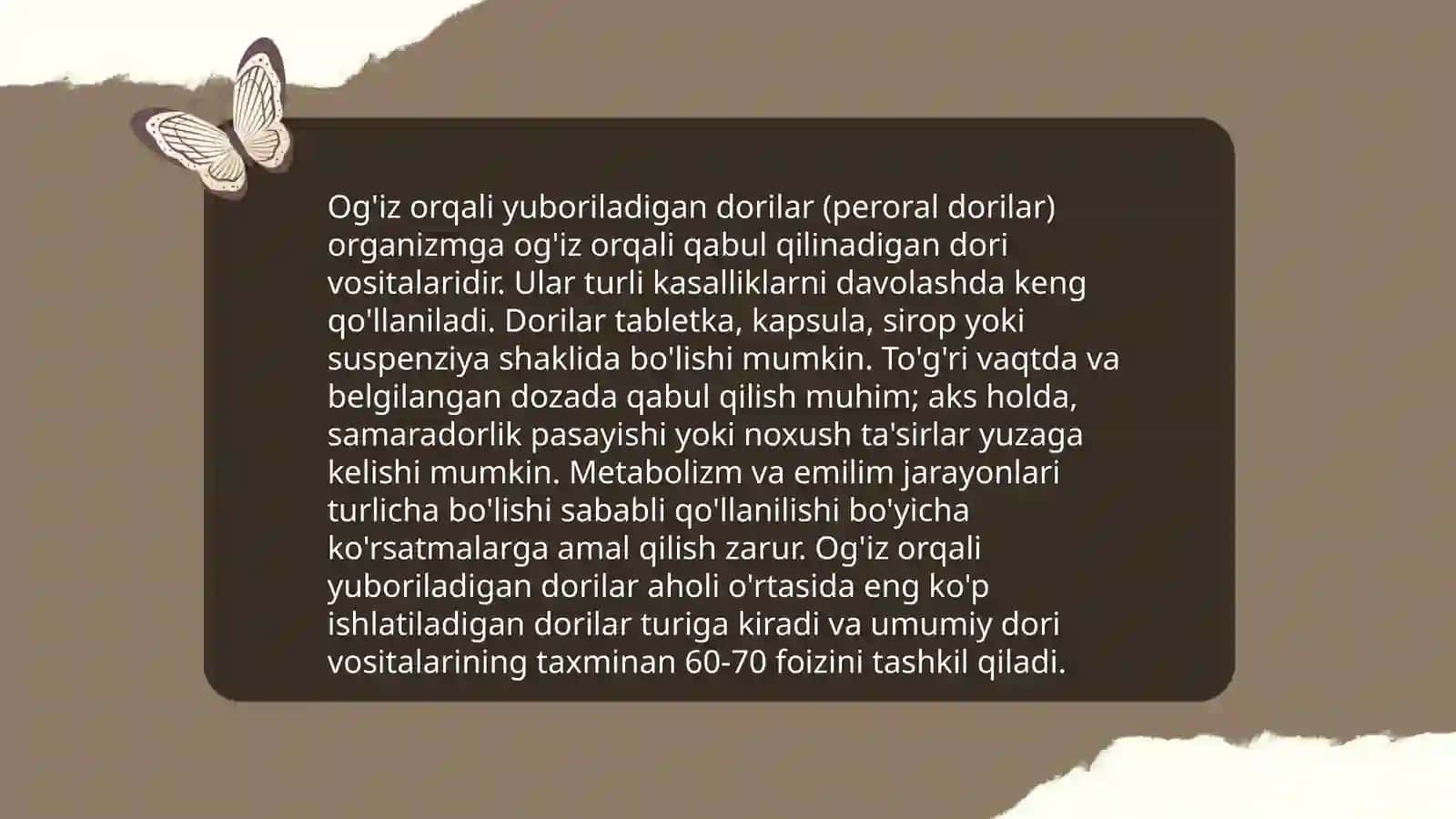 Dori moddalarini organizmga yuborish yõllari, dozalar haqida tushuncha 4