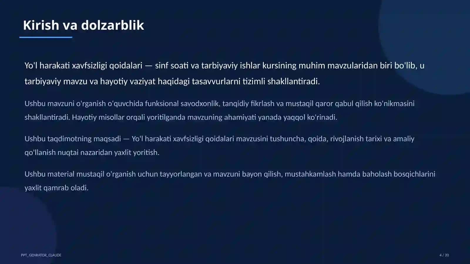 Yo'l harakati xavfsizligi qoidalari 4