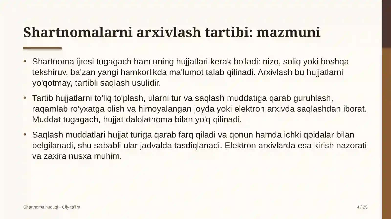 Ma'lumotlar tahlili sohasida shartnomalarni arxivlash tartibi 4