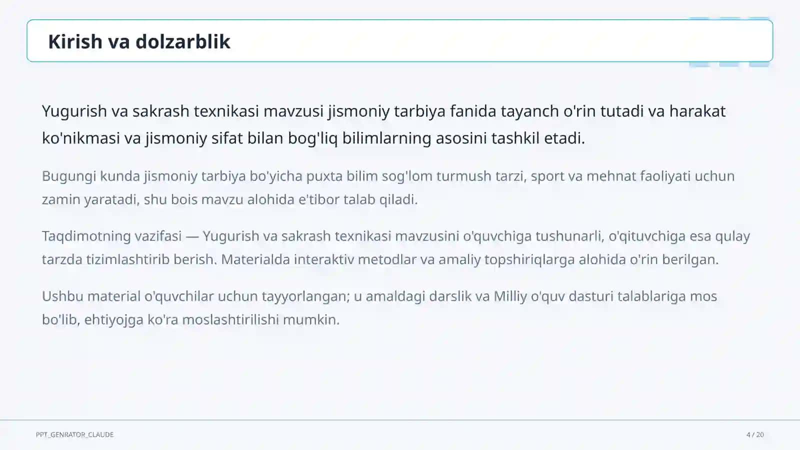 Yugurish va sakrash texnikasi (2-sinf) 4