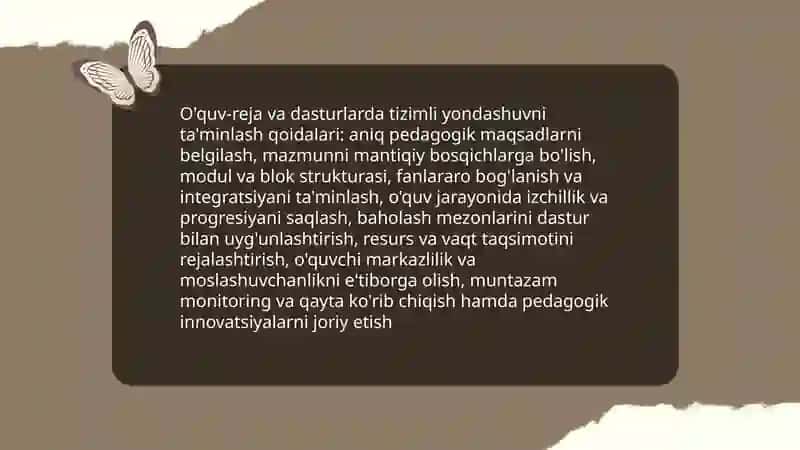 Ta'limning tizimlilik va izchillik prinsplarini amalga oshirish pedagogik qoidalari 4