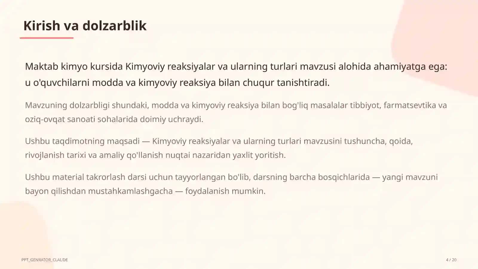 Kimyoviy reaksiyalar va ularning turlari (7-sinf) 4