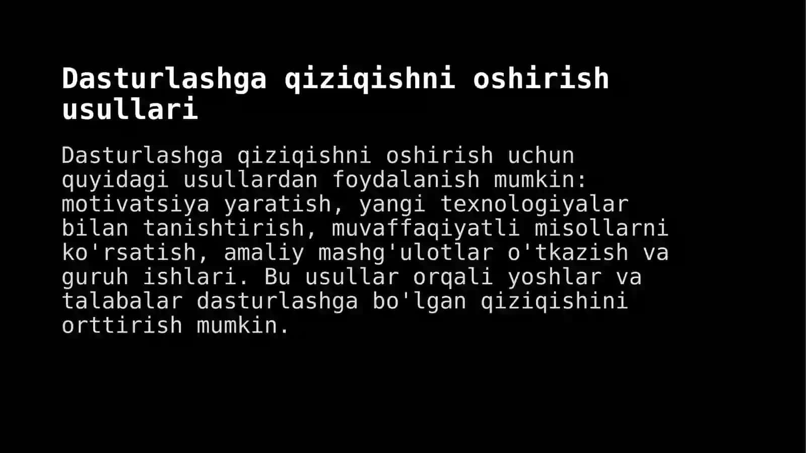 Informatika o’qitish metodikasi 4