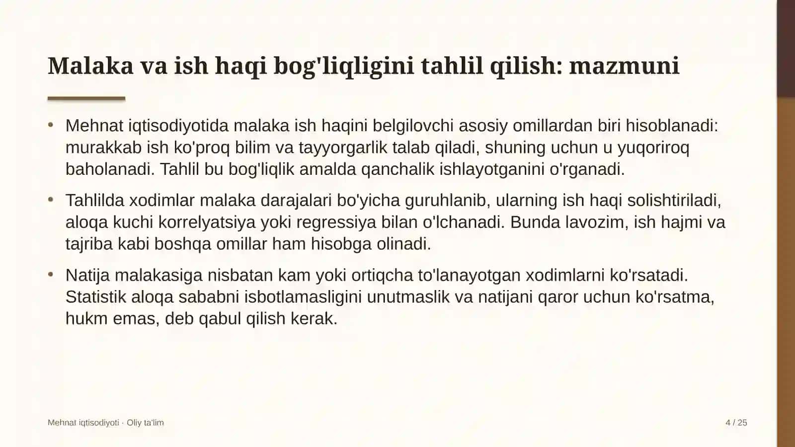Madaniyat va istirohat bog'larida malaka va ish haqi o'rtasidagi bog'liqlikni tahlil qilish 4