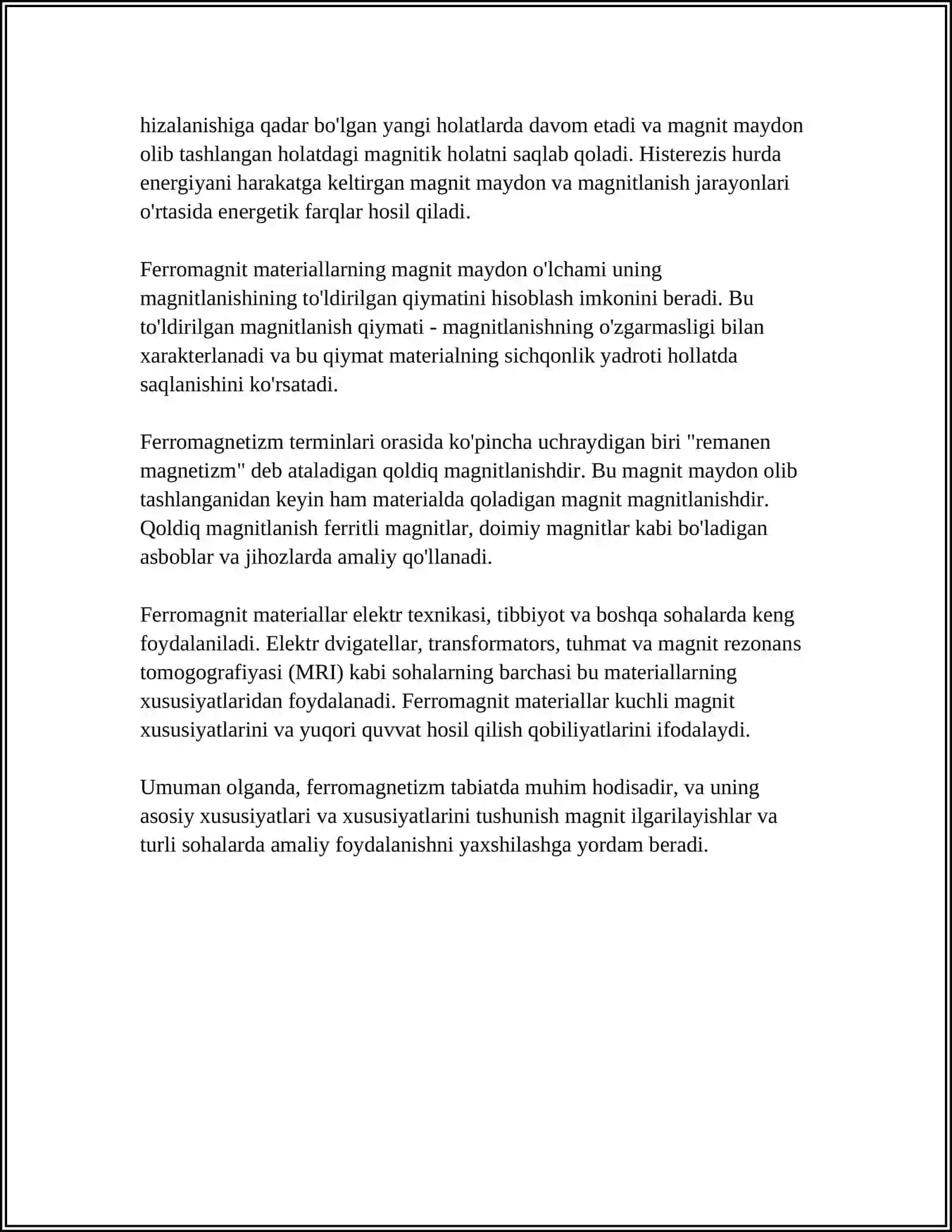 DEA PARA FERROMAGNITLAR. MODDALARNING MAGNITLANISHI 4