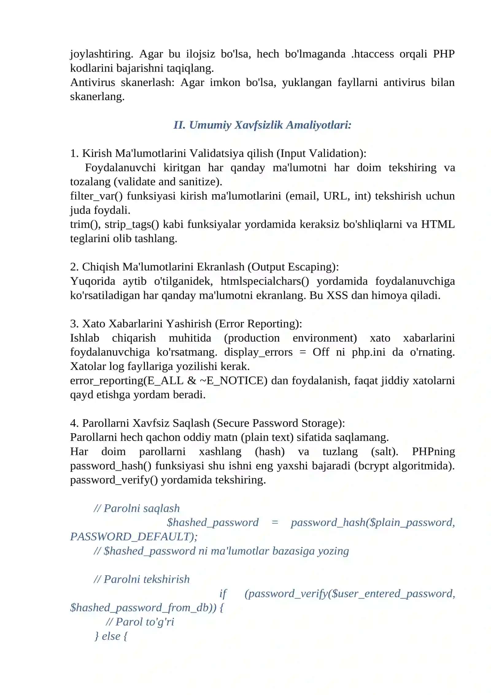 PHPda veb-sayt ishlab chiqishda axborot xavfsizligi 4