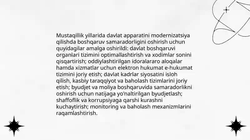 Mustaqillik yillarida davlat boshqaruvi tizimida amalga oshirilgan islohotlar 4