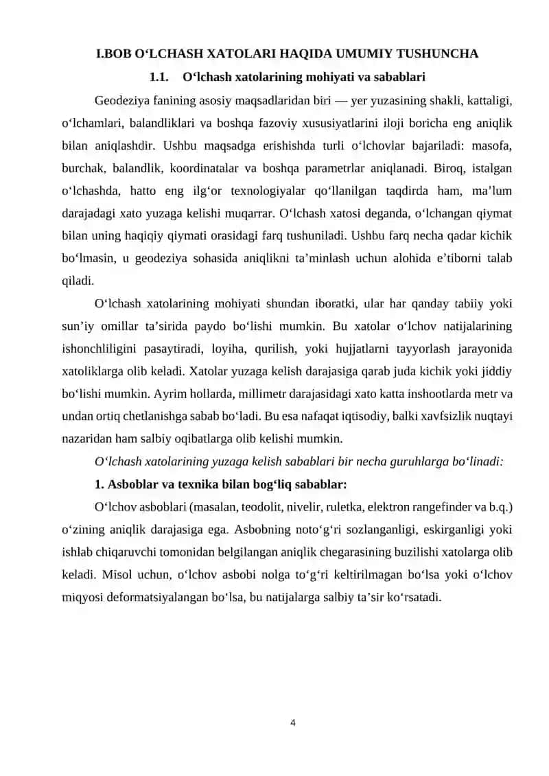 Geodeziya fanida o‘lchash xatolari 4