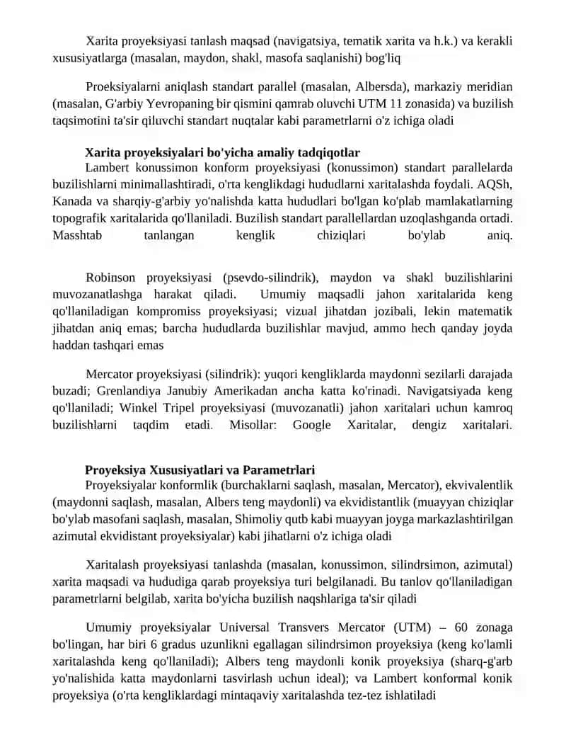 Kartografik proeksiyalarni aniklash 4