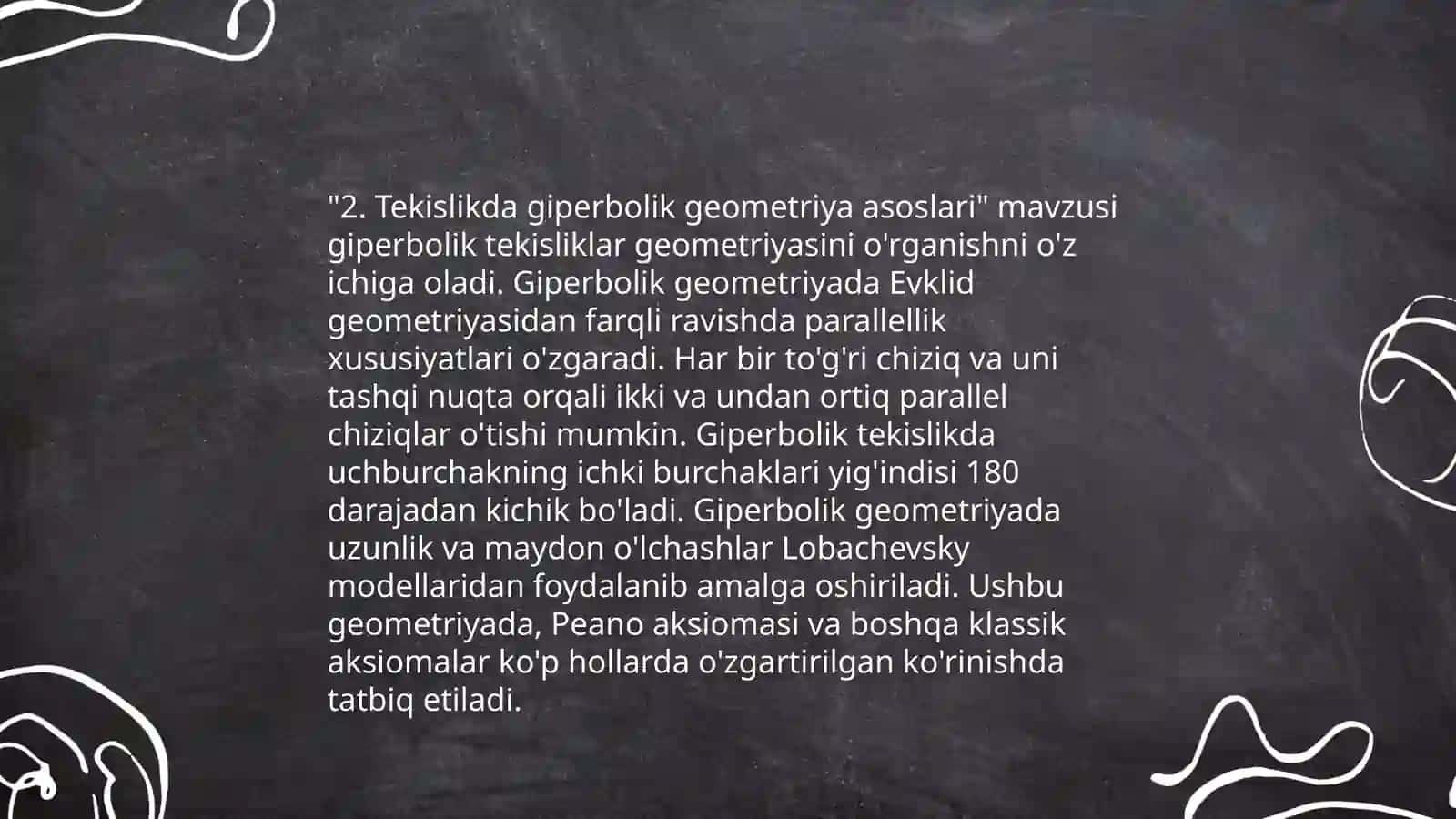 Tekislikda elliptik giperbolik geometriyalar 4