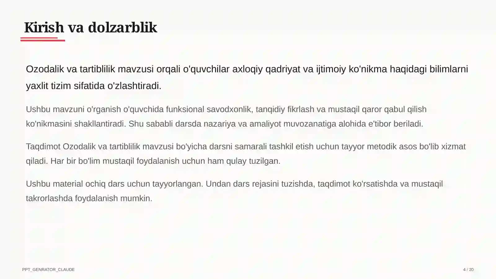 Ozodalik va tartiblilik (1-sinf) 4