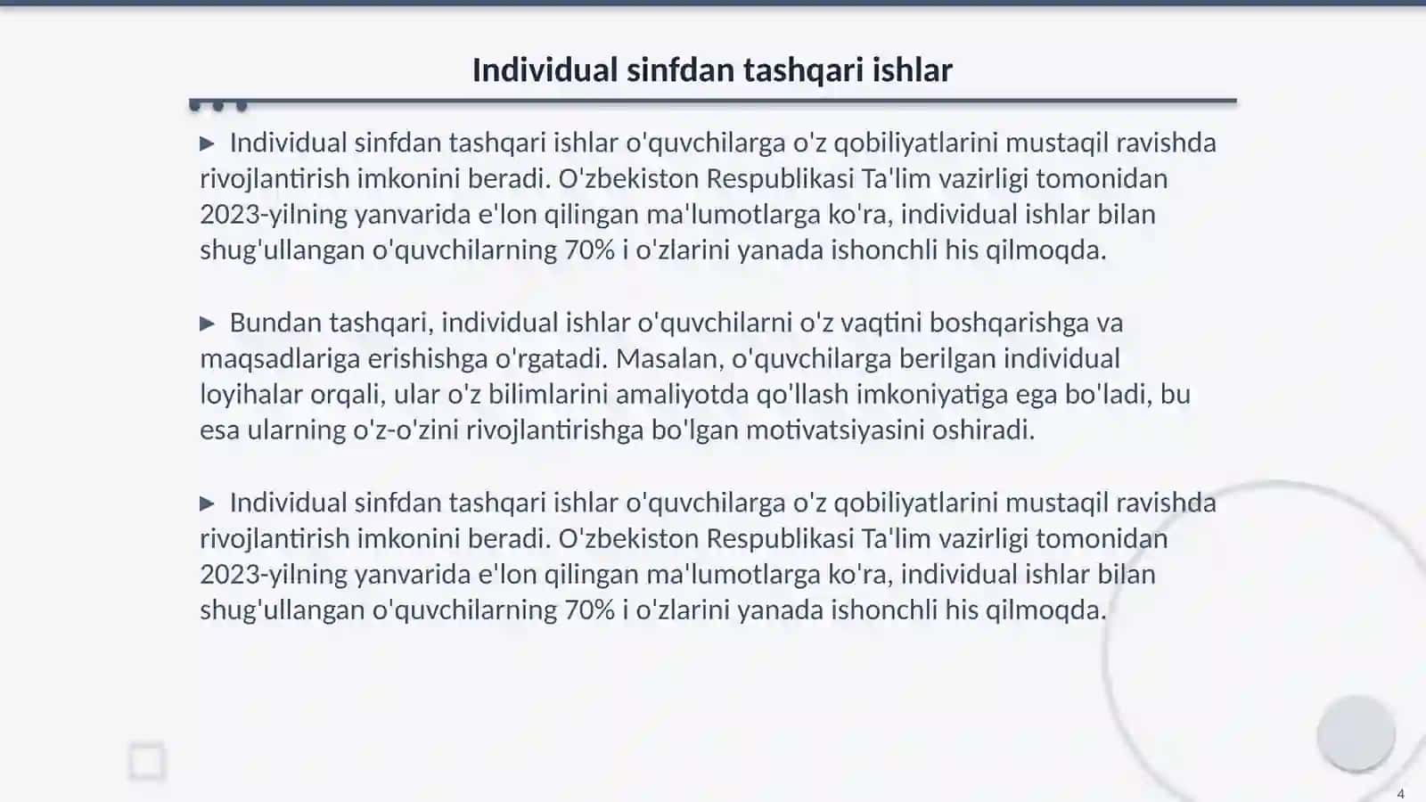 Sinfdan tashqari ishlarning ahamiyati 4