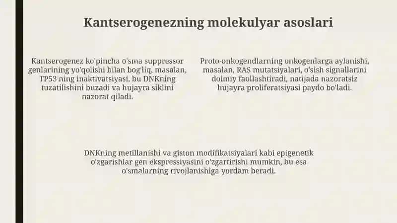 Neoplaziya va kanserogenezning molekulyar asoslari 4