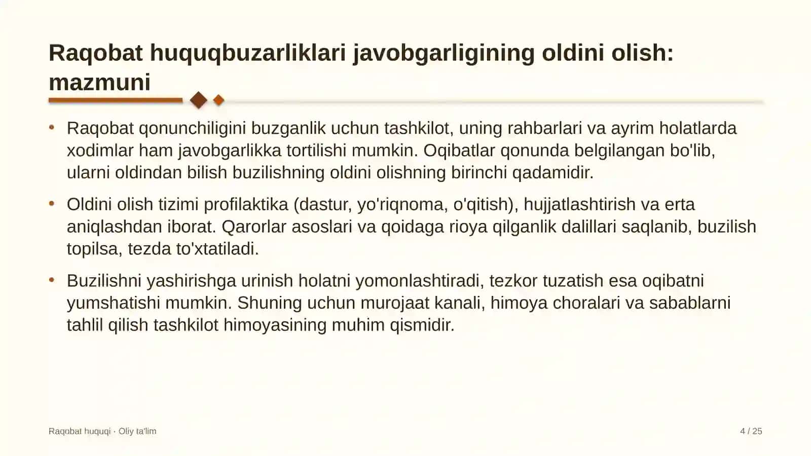 Lift xo'jaligida raqobat huquqbuzarliklari uchun javobgarlikni oldini olish 4