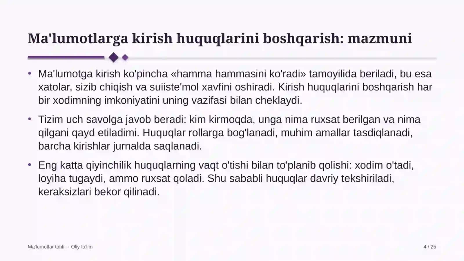 bolalar o'smirlar sport maktablarida ma'lumotlarga kirish huquqlarini boshqarish 4950 4