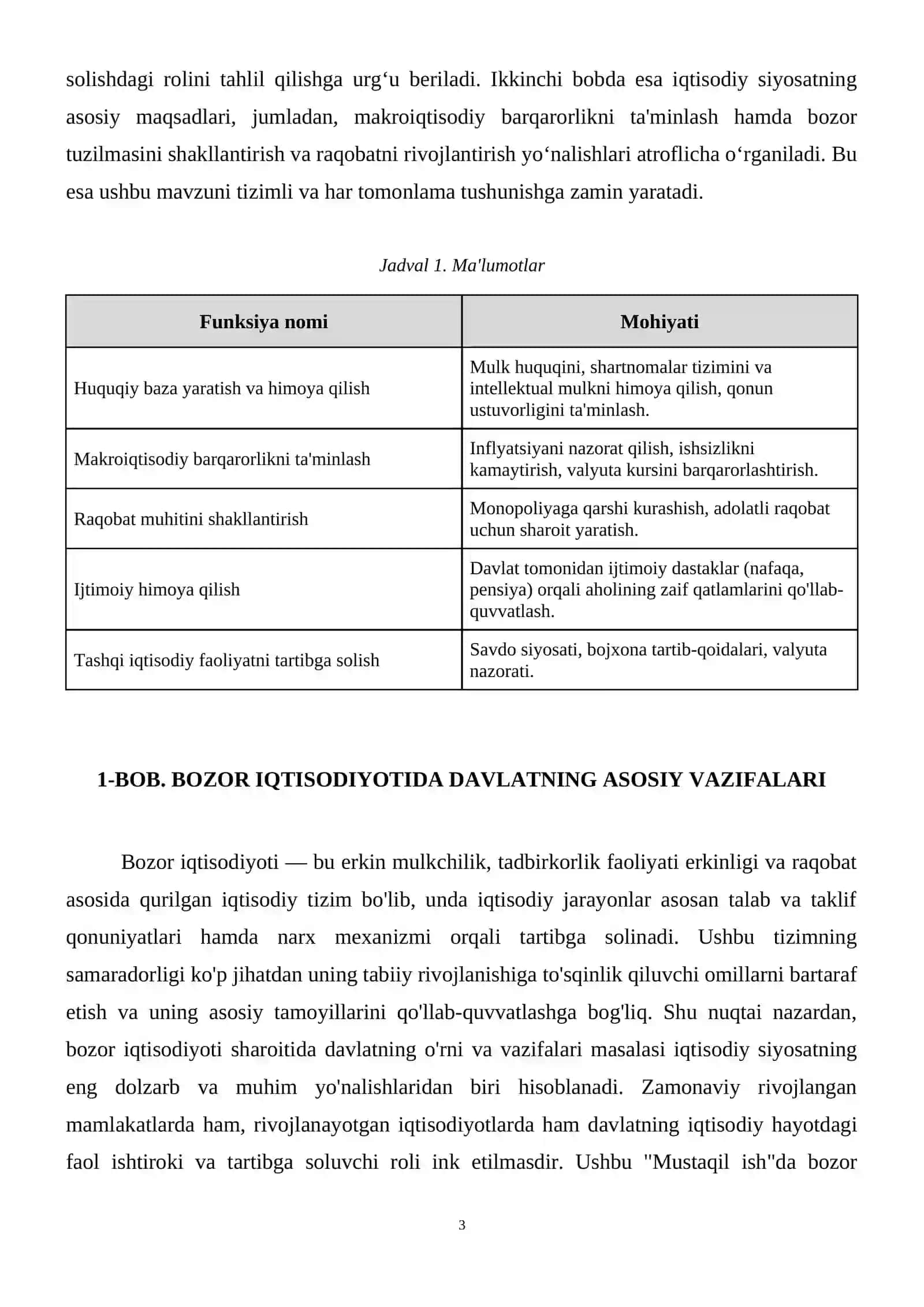 Bozor iqtisodiyoti sharoitida davlatning vazifalari va iqtisodiy siyosatining maqsadlari 4