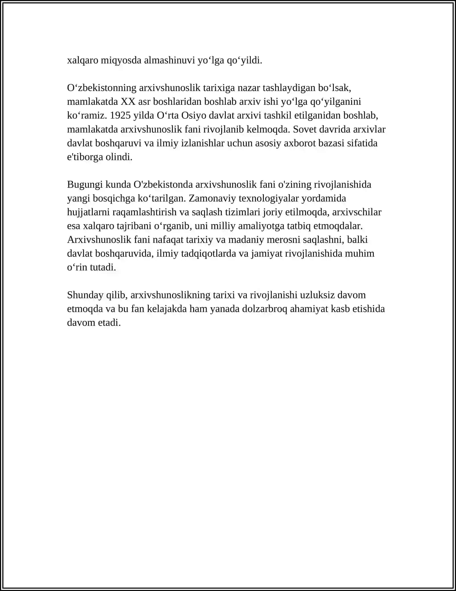 ARXIVSHUNOSLIK FANINING PREDMETI, MAQSADI VA VAZIFALARI 4