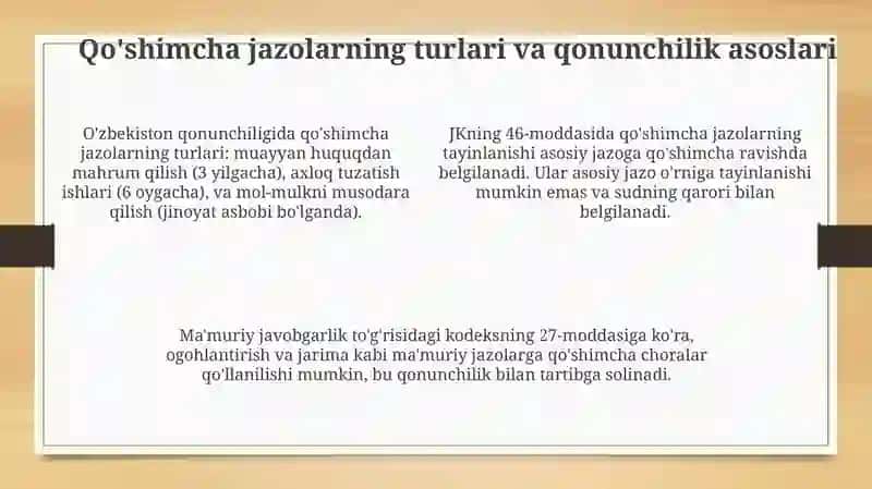 Qo'shimcha jazolar tushunchasi, ahamiyati 4