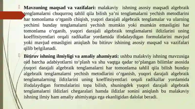 Uchinchi va tо‘rtinchi darajali tenglamalarni o’rganish 4