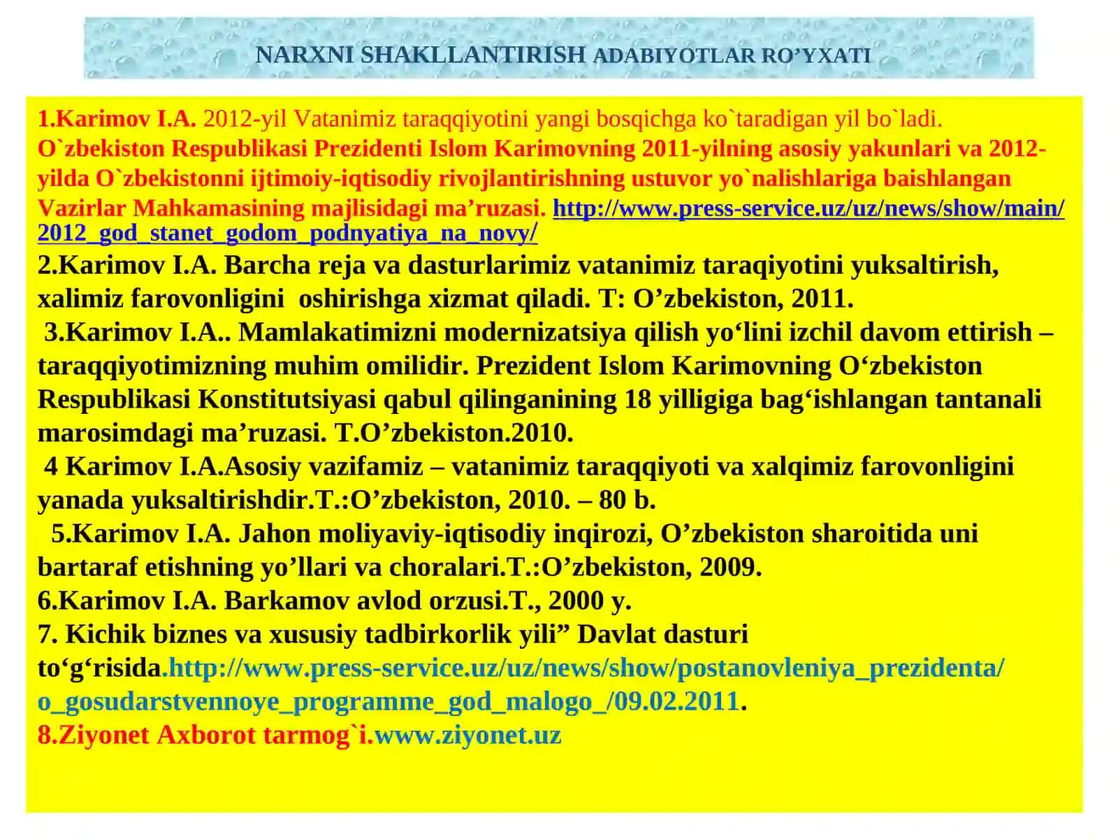 Bozor narxini shakllantirish fanining predmeti, vazifalari va o’rni 4