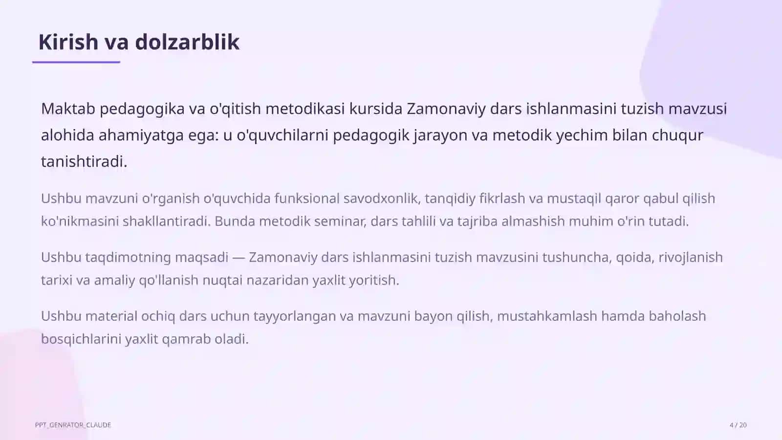 Zamonaviy dars ishlanmasini tuzish 4