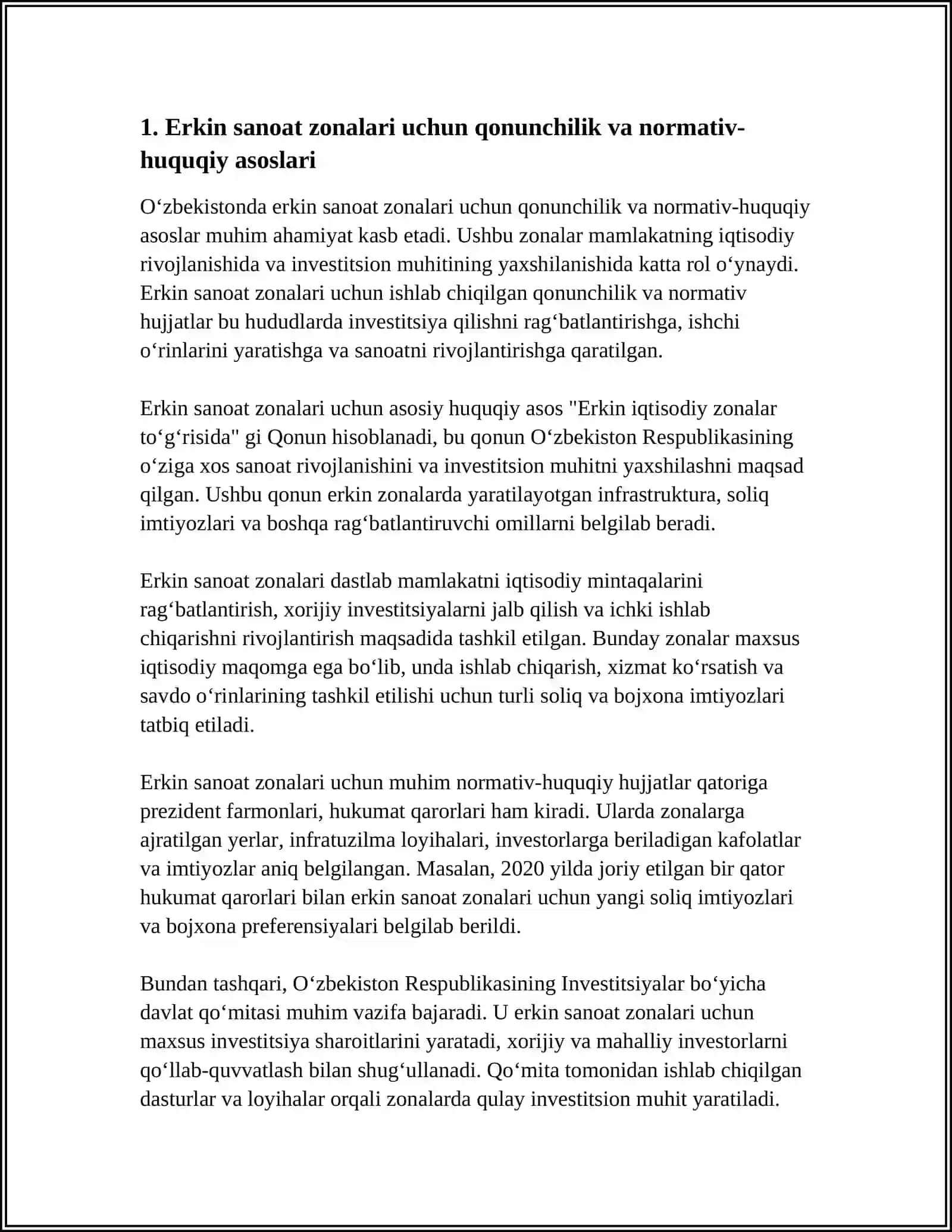 OʻZBEKISTONDA ERKIN SANOAT ZONALARINI RIVOJLANISH HOLATI VA ISTIQBOLLARI 4