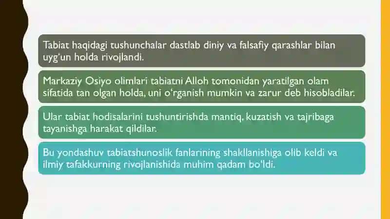 O‘rta asrlarda Markaziy Osiyoda tabiat haqidagi tushunchalarning rivojlanishi 4