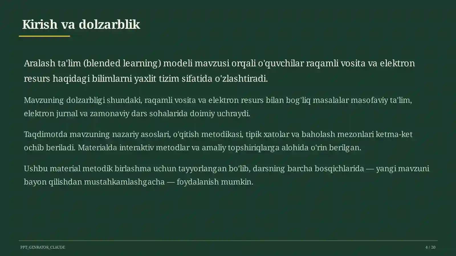 Aralash ta'lim (blended learning) modeli 4