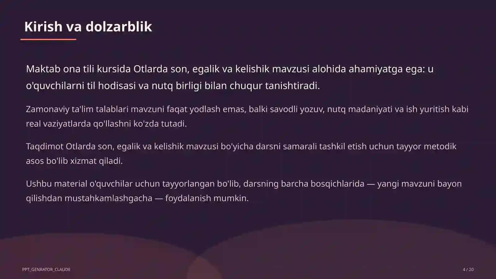 Otlarda son, egalik va kelishik (6-sinf) 4