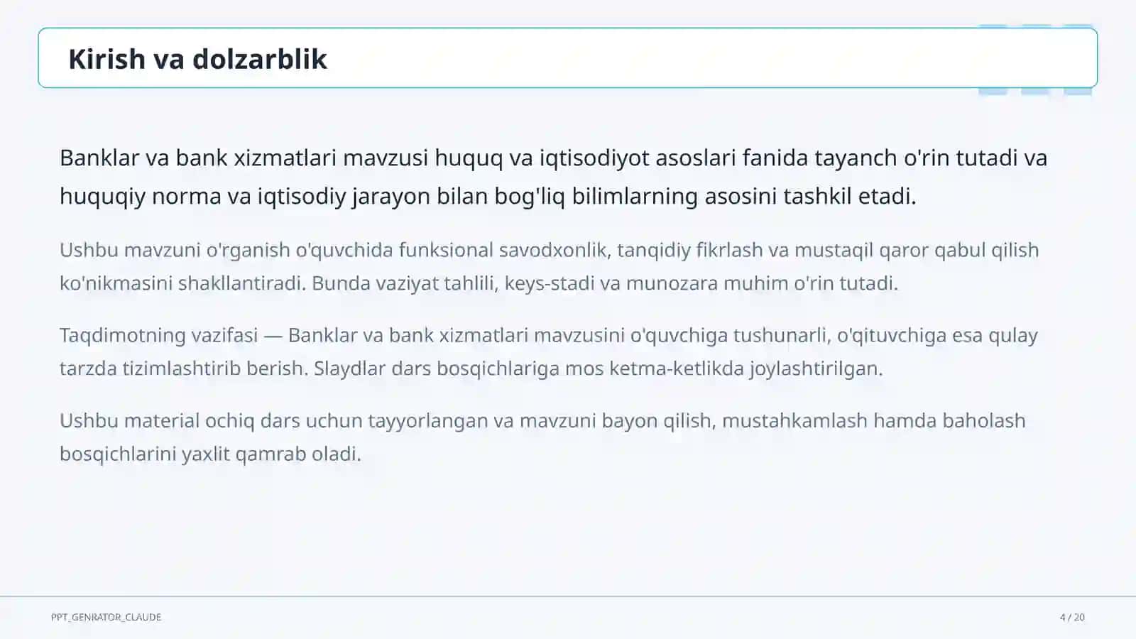 Banklar va bank xizmatlari (10-sinf) 4