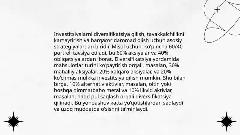 Investitsion portfellarni shakillantirish baholash va boshqarish 4