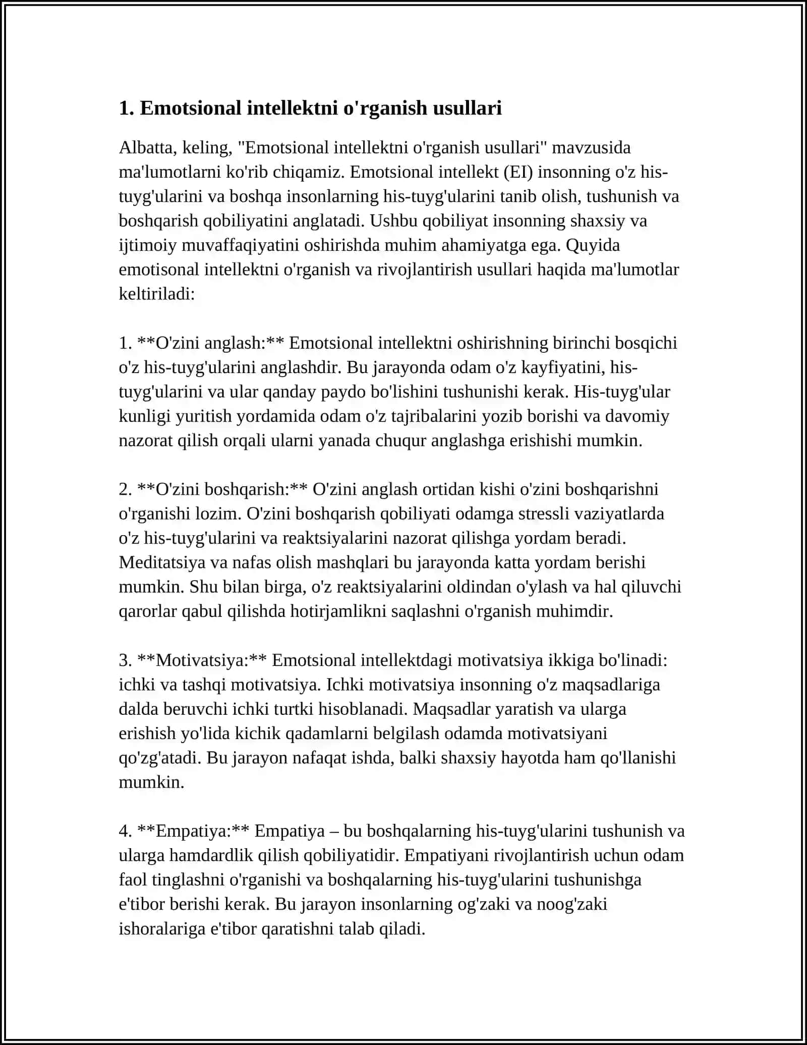 SHAXSNING EMOTSIONAL JABXASINI O'RGANISH METODLARI 4
