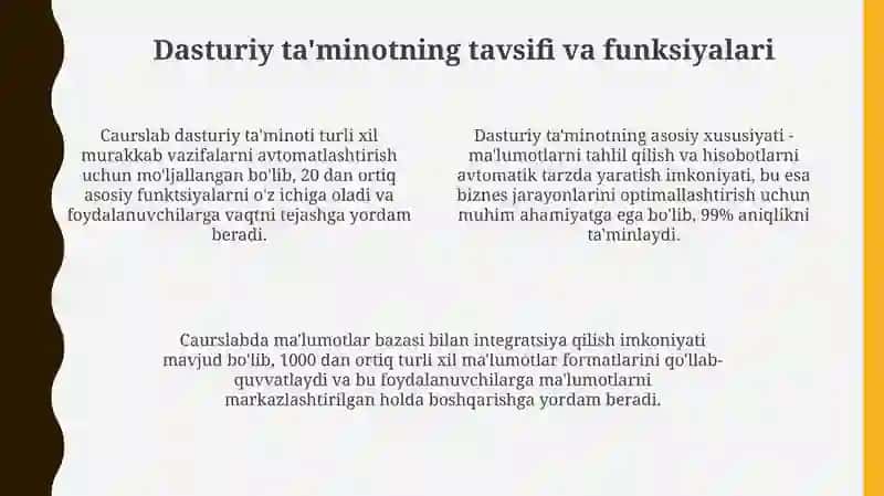 Caurslab dasturlari va imkonyatlari 4