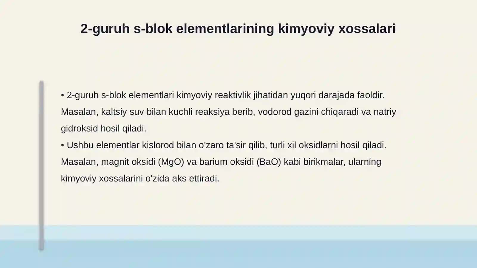 2-guruh s-blok elementlarining birikmalari, ularning xossalari va farmatsiyadagi ahamiyati 4