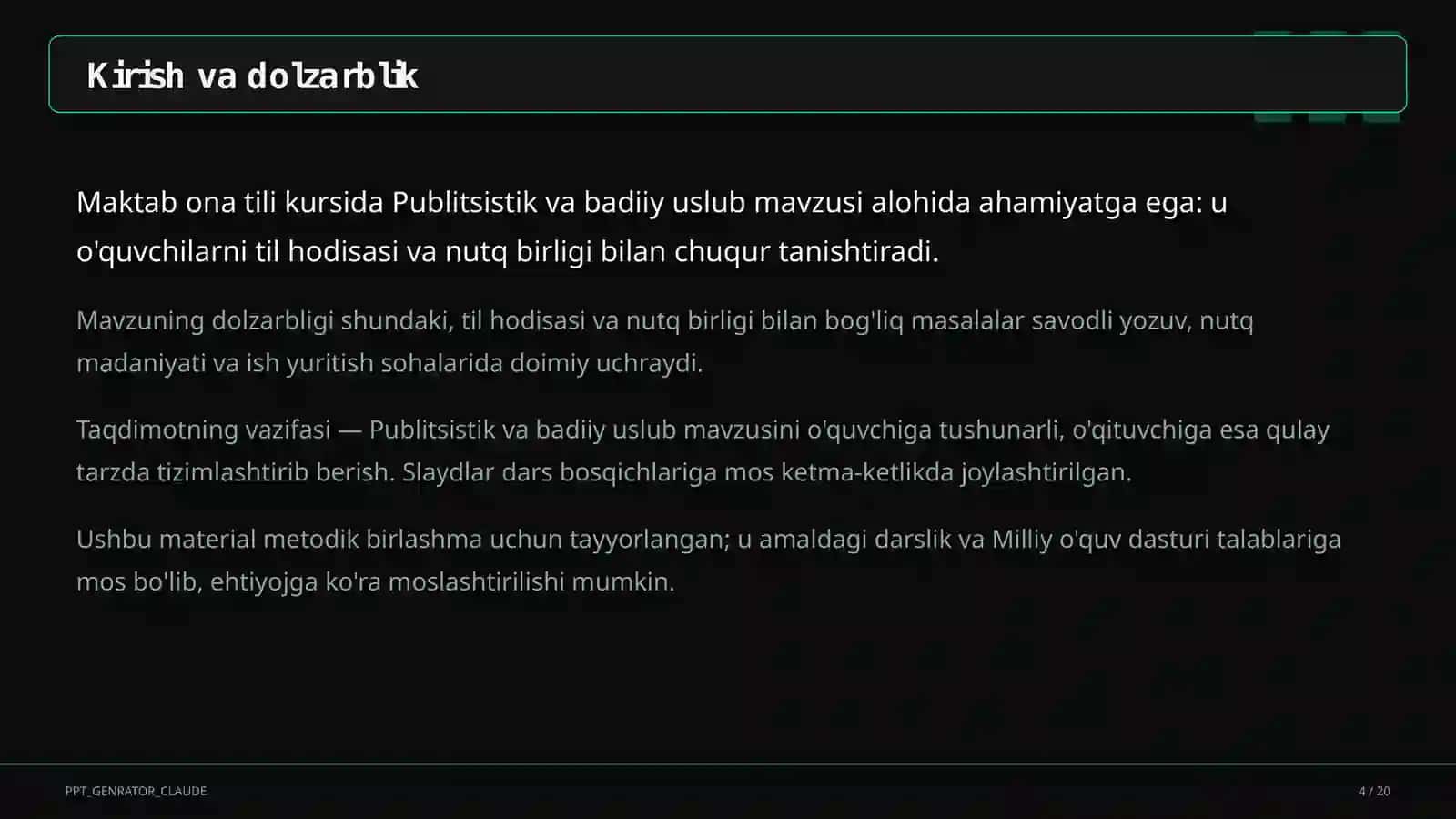 Publitsistik va badiiy uslub (10-sinf) 4