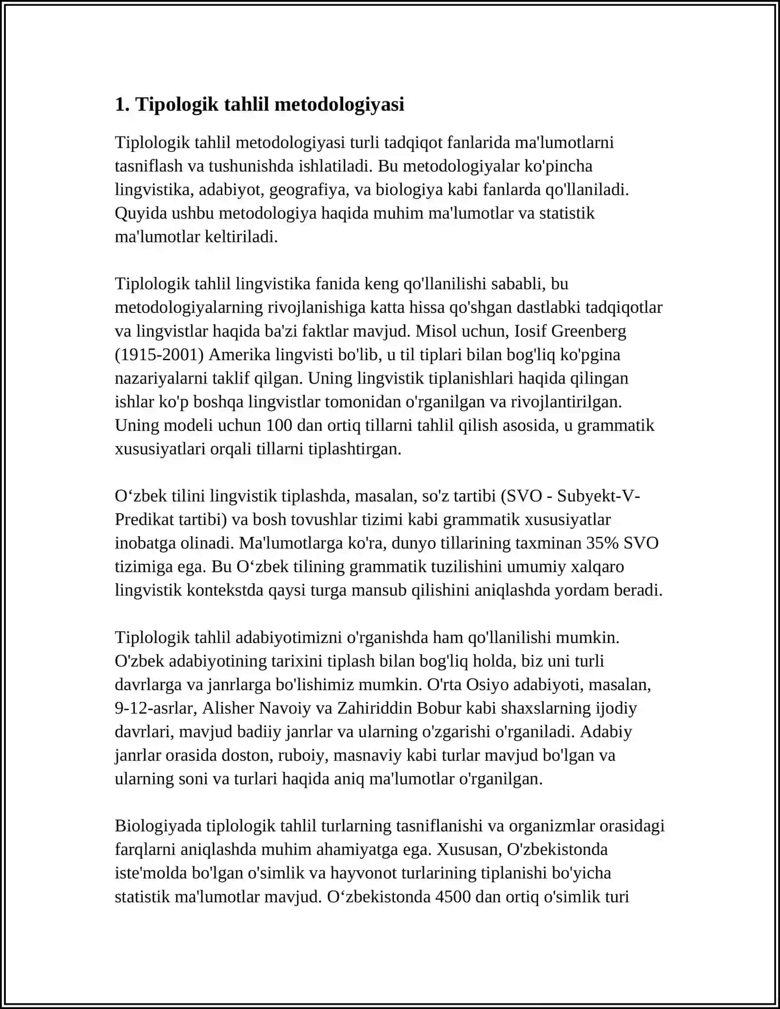 DINLARNI TADQIQ ETISH METODOLOGIYASI: TIPOLOGIK, QIYOSIY, TARKIBIY-FUNKSIONAL, GENETIK TAHLIL. QIYOSIY DINSHUNOSLIKLIKNING METODLARI 4