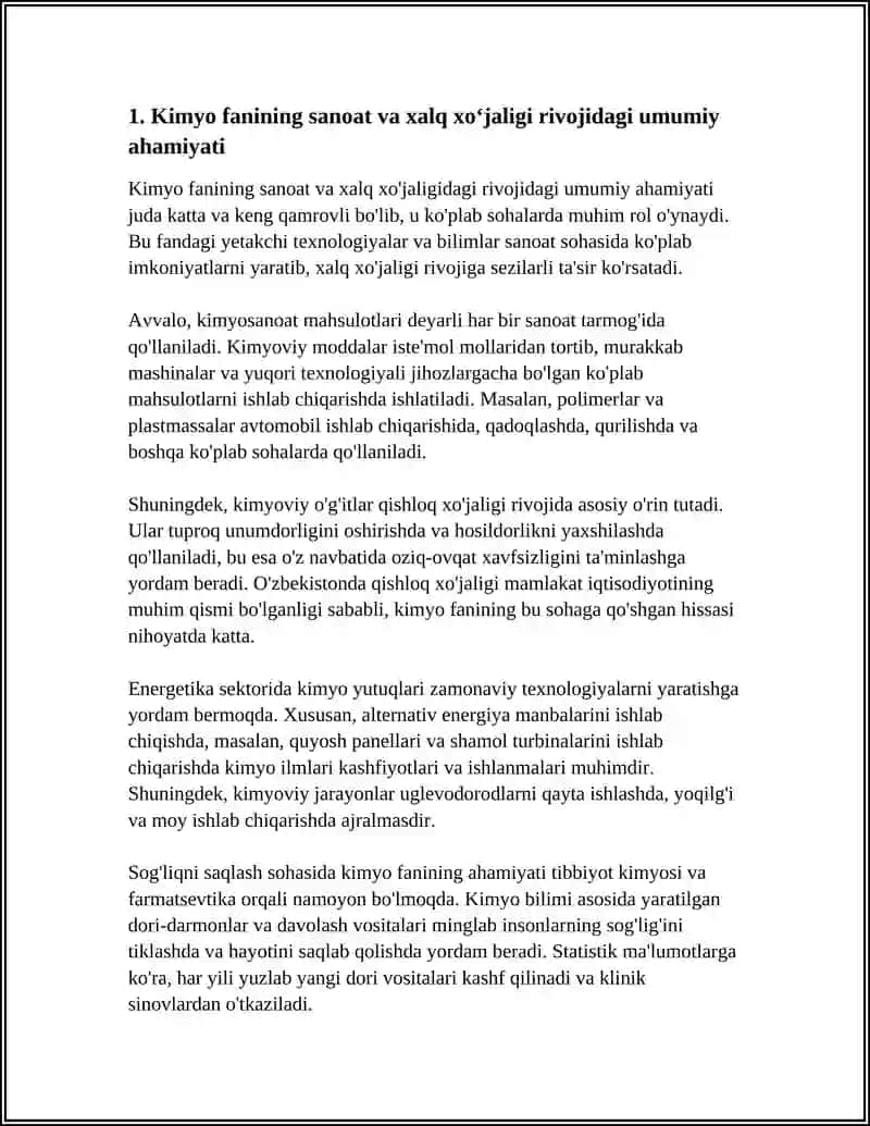 KIMYO FANINING SANOAT VA XALQ XUJALIGI RIVOJIDAGI AHAMIYATI FANNING RIVOJLANISHIDA OZ HISSASINI QUSHGAN OZBEK OLIMLARI NAVOIYAZOT VA NKMK DA ISHLAB CHIQARILADIGAN KIMYOVIY MAHSULOTLAR HAQIDA TOLIQ MALUMOT 4