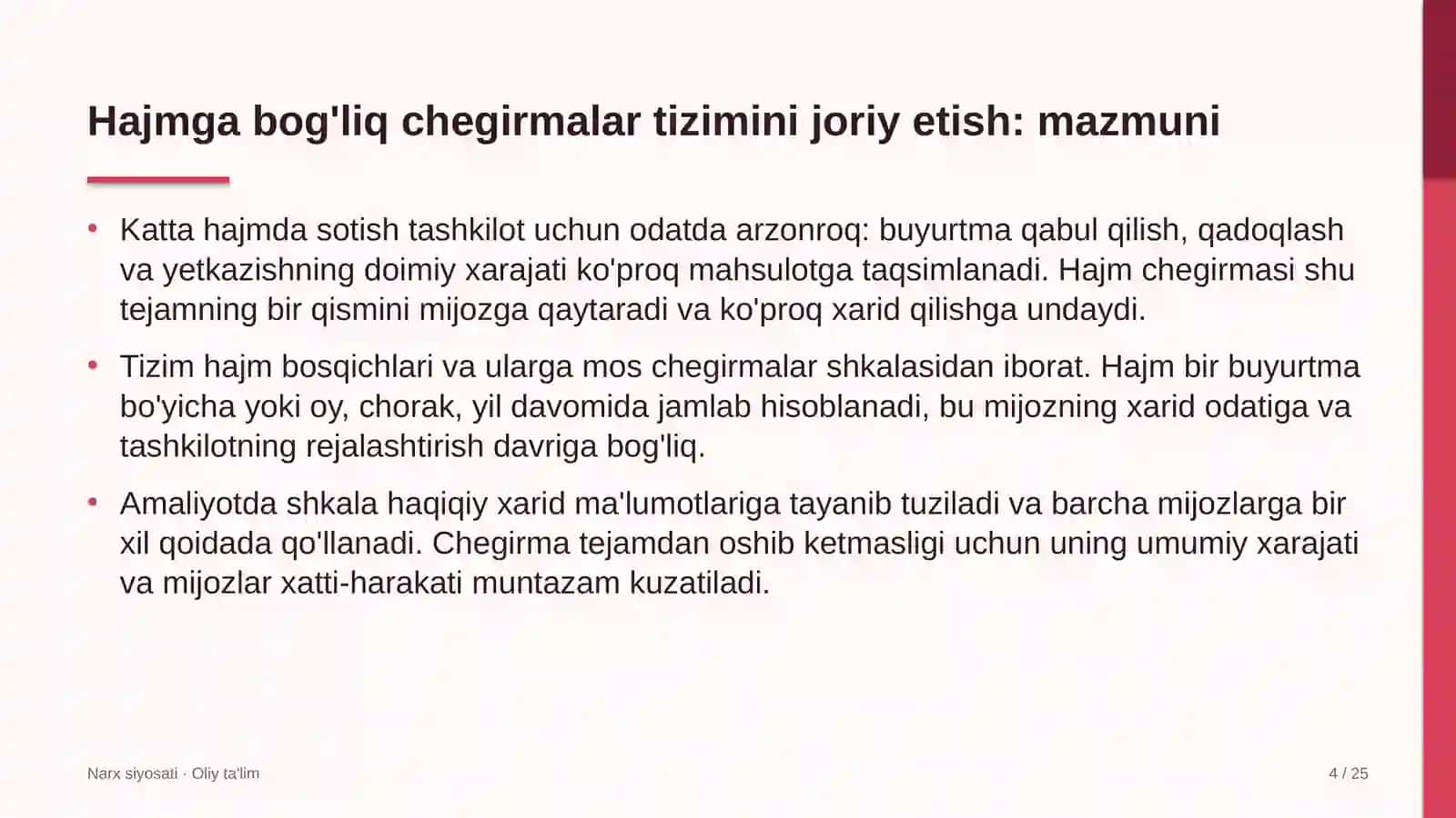 Ekspeditorlik kompaniyalarida hajmga bog'liq chegirmalar tizimini joriy etish 4
