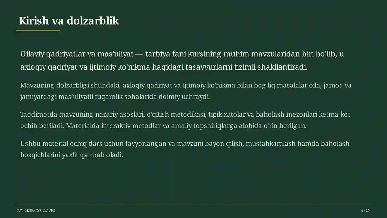 Oilaviy qadriyatlar va mas'uliyat (10-sinf) 4