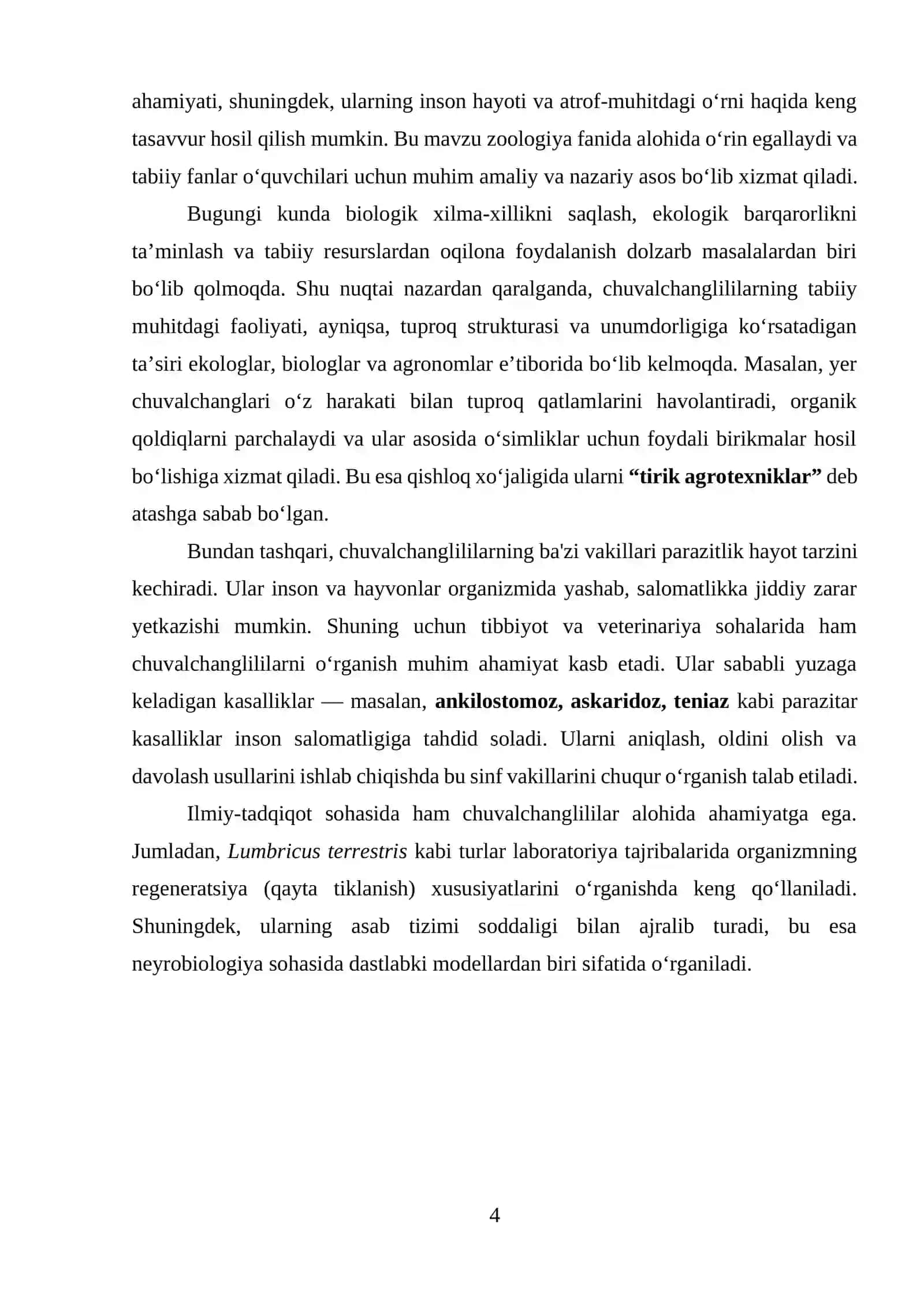 Chuvalchanglililarning tuzilishi va hayot faoliyati xususiyatlari 4