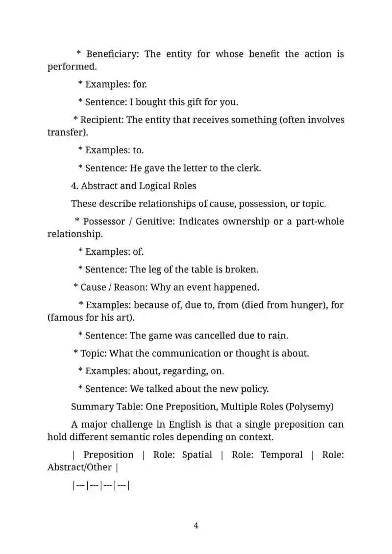 Prepositions and their semantic roles 4